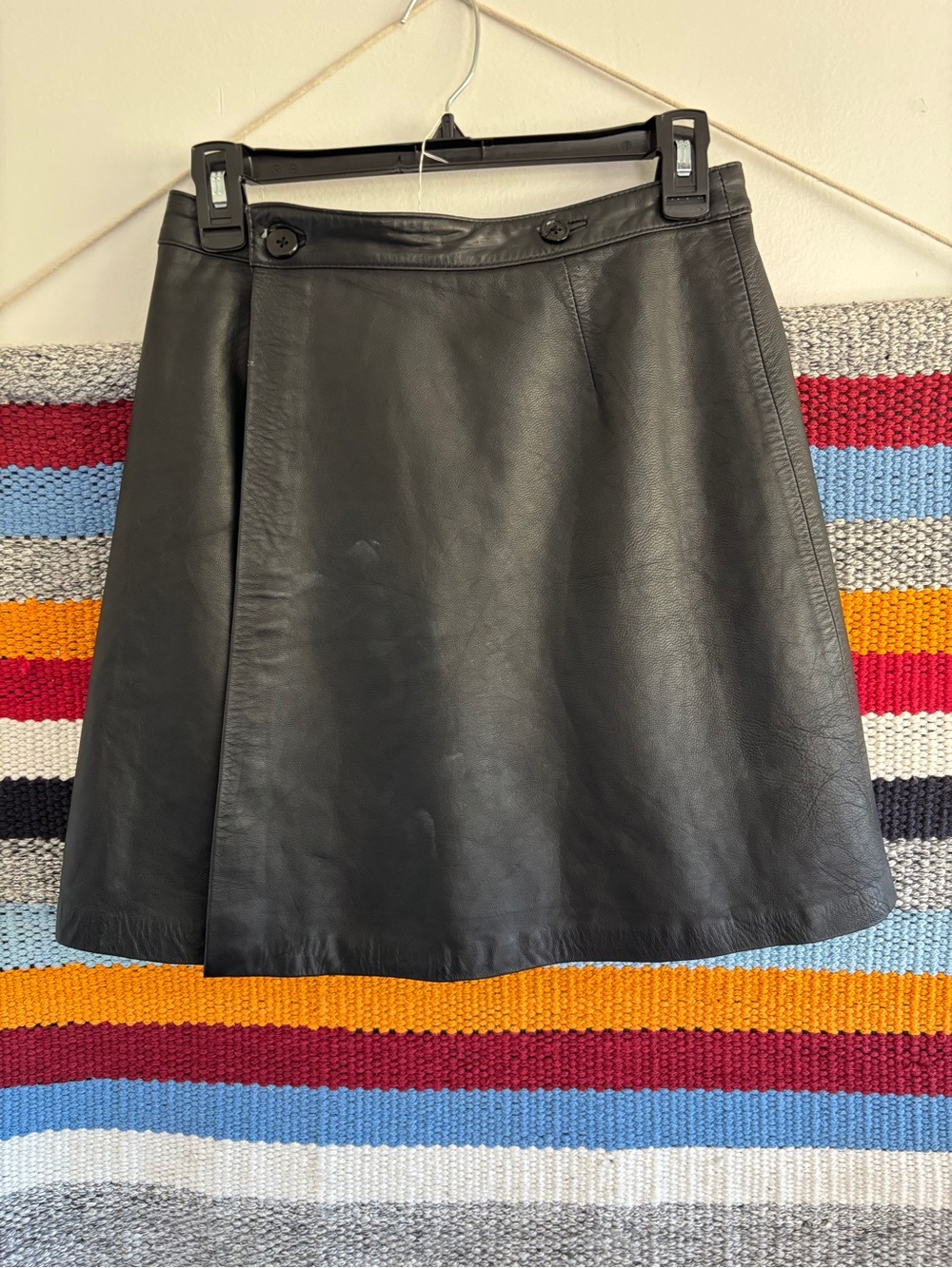 Vintage Black Leather A-Line Skirt